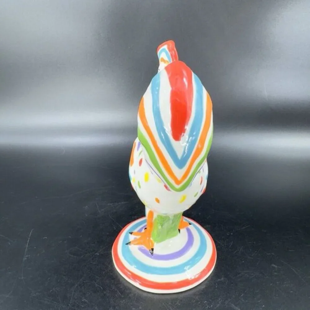 Poultry In Motion Rooster Ceramic Figurine 2010‎ Speckled Spectrum Multicolor